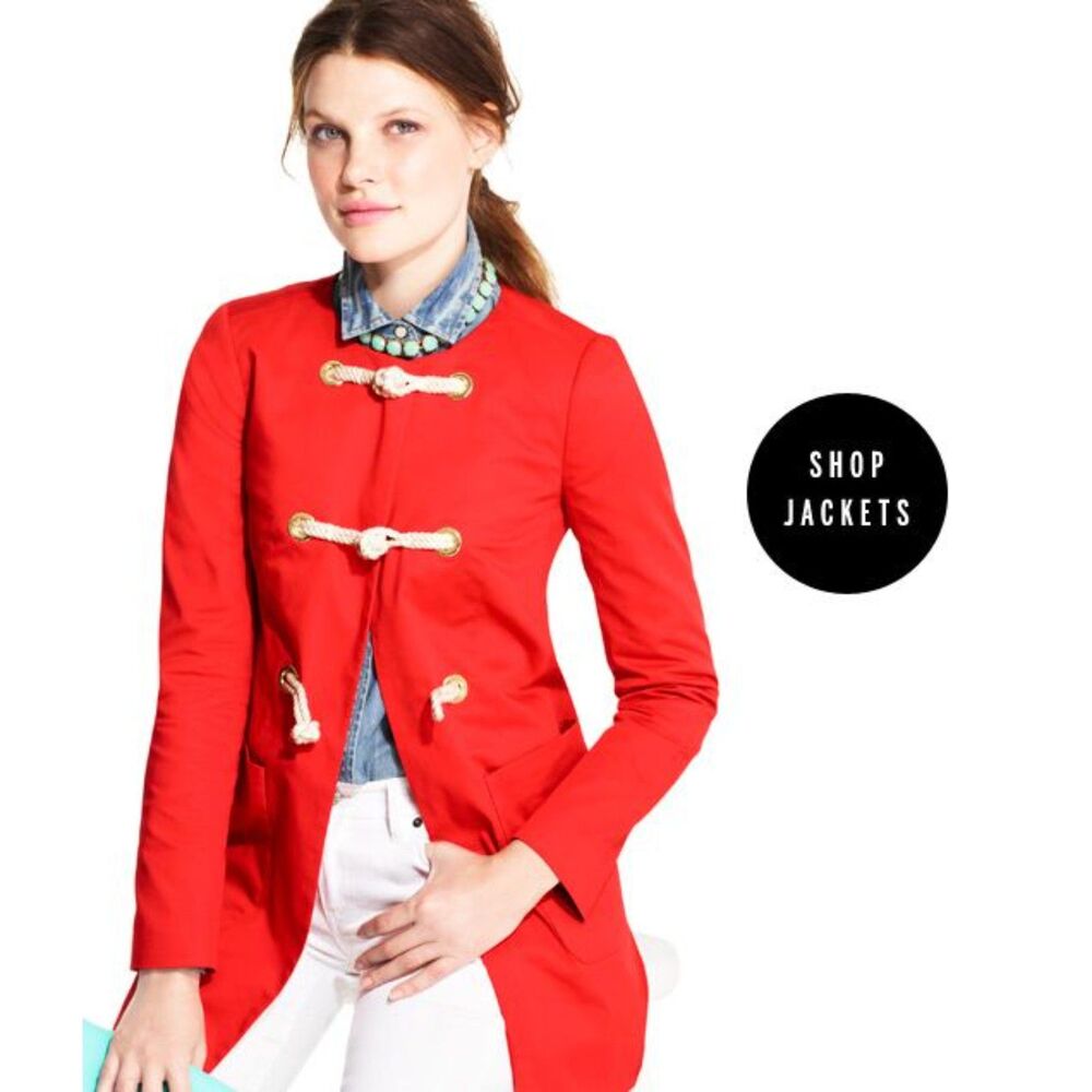 NWT. JCREW FACTORY RED toggles COAT Sz 4
